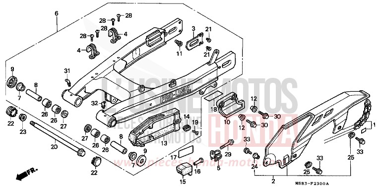 REAR FORK/CHAIN CASE for Africa Twin SHASTA WHITE (NH138H) from 1989